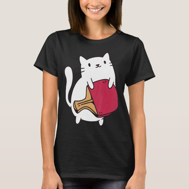 Ping Pong Paddle Dam Cat Bord Tennis Player Ca T Shirt (Framsida)
