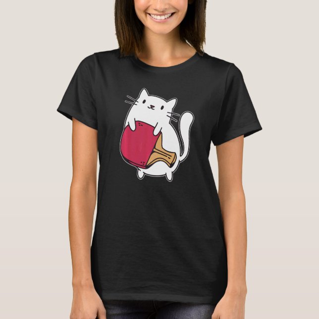 Ping Pong Paddle Dam Cat Bord Tennis Player Ca T Shirt (Framsida)