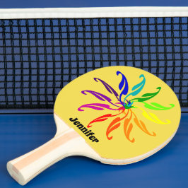 Ping Pong Paddle - Färg Wheel Löv och Namn Pingisracket