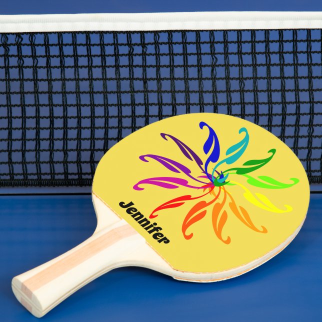 Ping Pong Paddle - Färg Wheel Löv och Namn Pingisracket (Insitu)