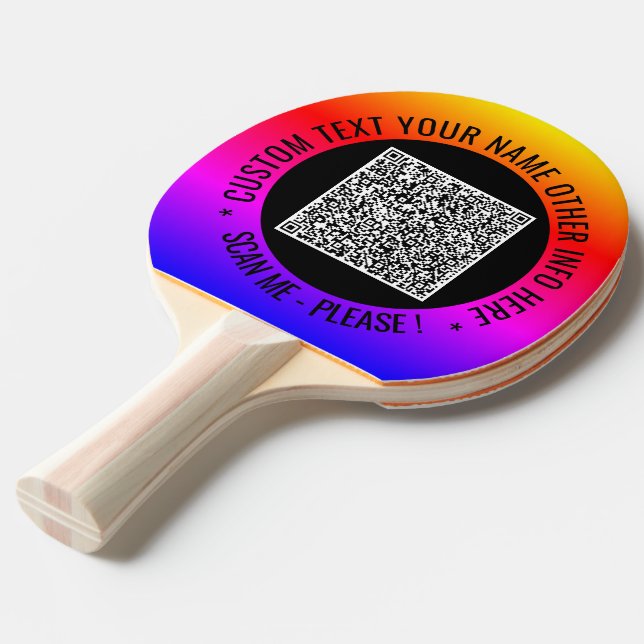 Ping Pong Paddle för QR-kod och Anpassningsbar Pingisracket (Frontvinkel)