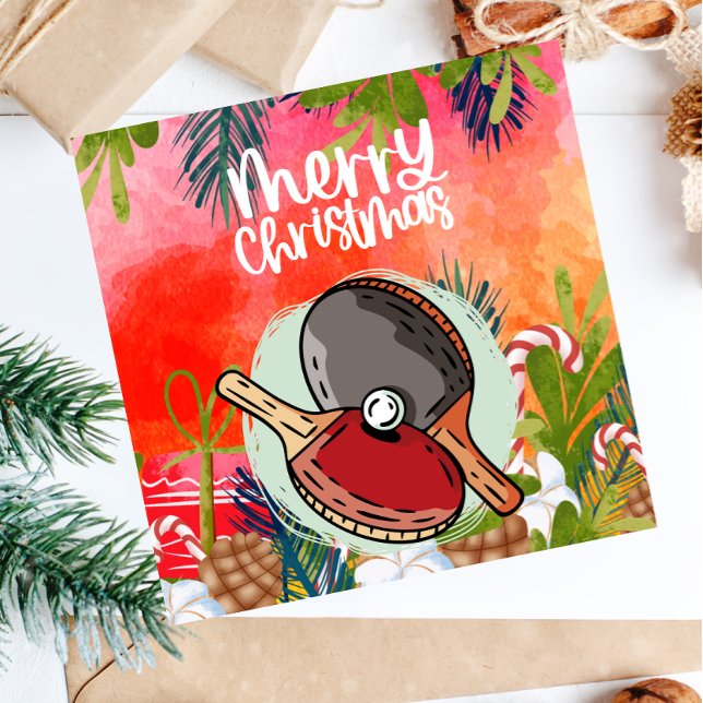 Ping Pong Paddle jul Hälsning Kort (Skapare uppladdad)