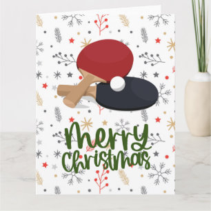 Ping Pong Paddle on Snö Flake jul Hälsning Kort