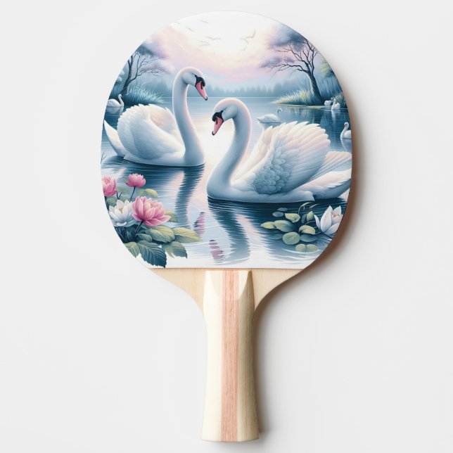 Ping Pong Paddle - Svanar i en tranquil Lily Pond Pingisracket (Framsidan)