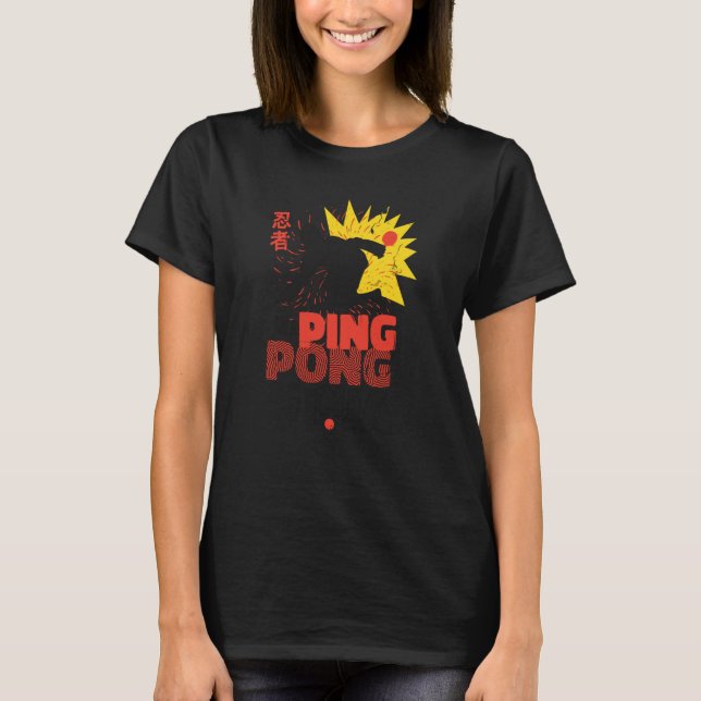 Ping Pong Paddle Table Tennis sport ping pong ninj T Shirt (Framsida)