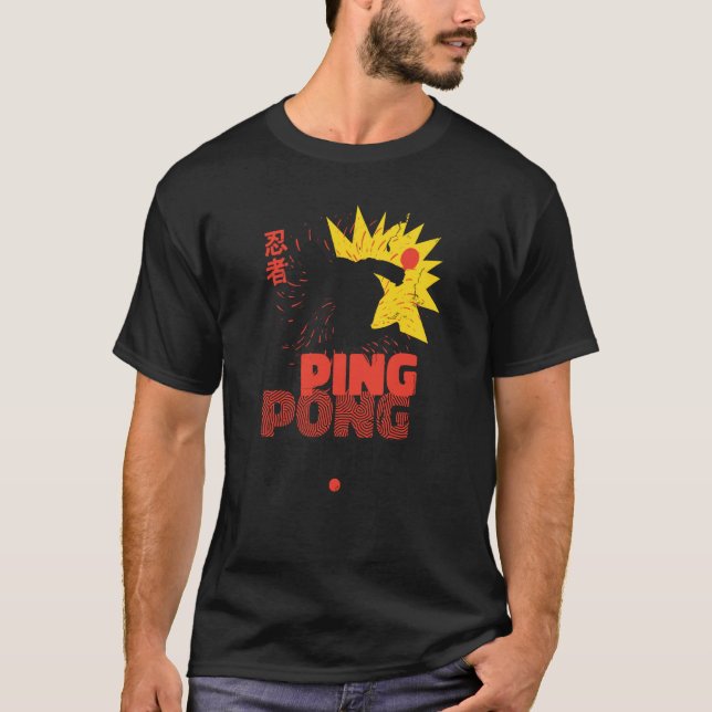 Ping Pong Paddle Table Tennis sport ping pong ninj T Shirt (Framsida)