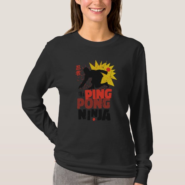 Ping Pong Paddle Table Tennis sport ping pong ninj T Shirt (Framsida)