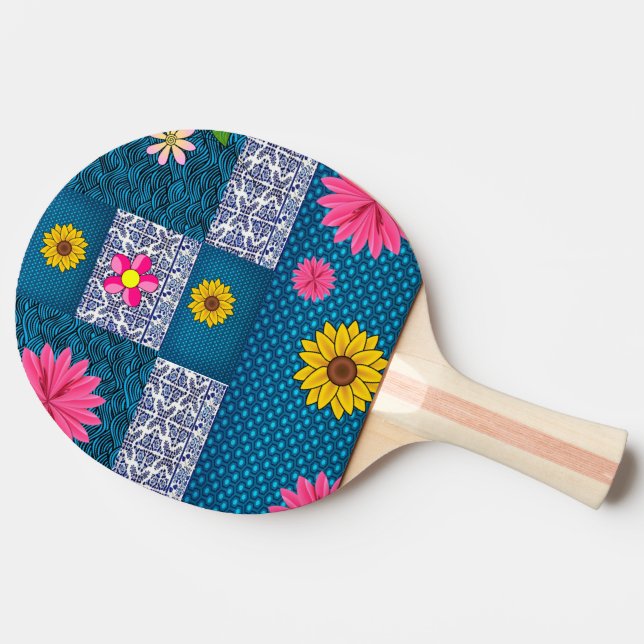 Ping Pong Paddle Vintage Blommigt Pingisracket (Sidan)
