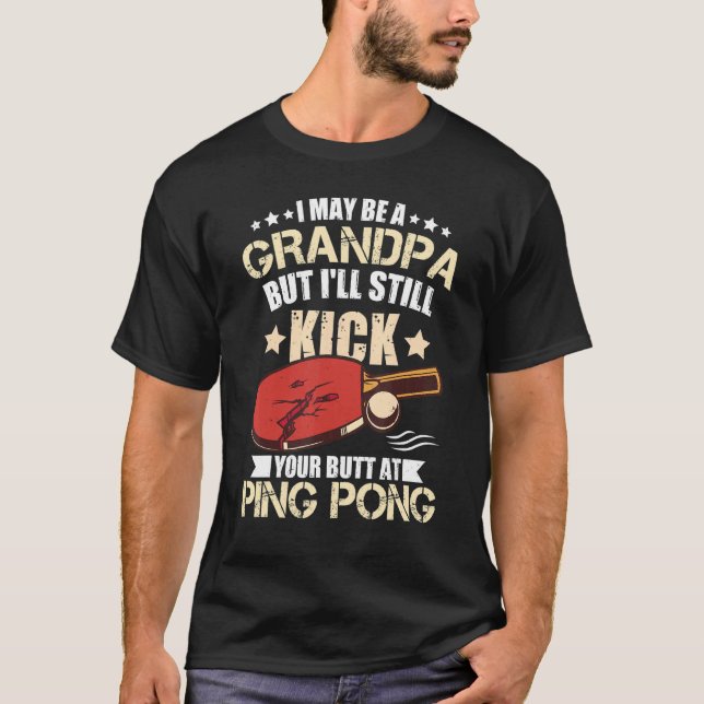 Ping Pong Player Grandpa Bord Tennis Manar Ping Po T Shirt (Framsida)