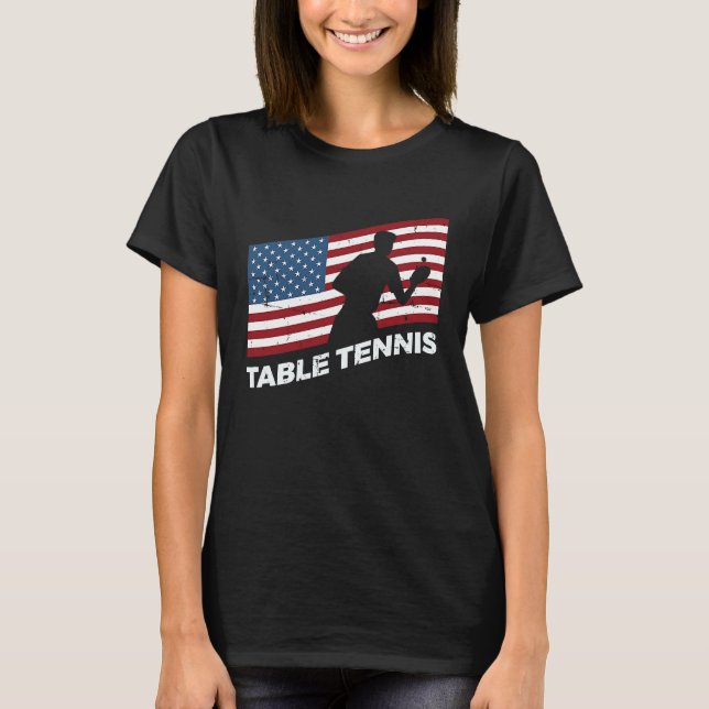 Ping Pong Player USA flagga Bord Tennis T Shirt (Framsida)