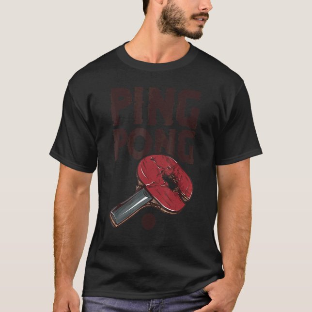 Ping Pong Power Bord Tennis Fladdermus 1 T Shirt (Framsida)