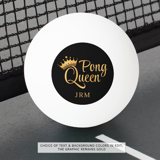 Ping Pong Queen Black Guld Namn Pingisboll (Skapare uppladdad)