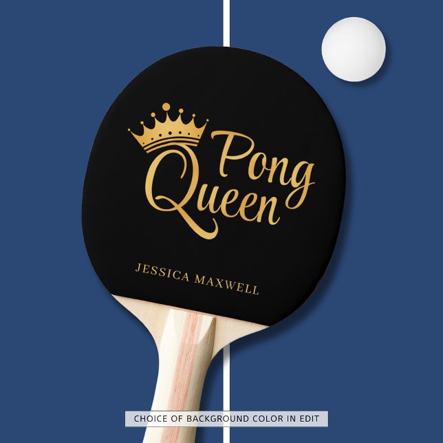 Ping Pong Queen Black Guld Namn Pingisracket (Skapare uppladdad)