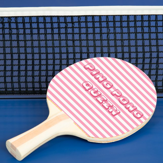 Ping Pong Queen - Cute Shock rosa Stripe Pingisracket (Insitu)