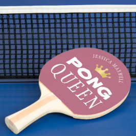 PING PONG QUEEN Namn Editable Ro Guld 2-sidig Pingisracket