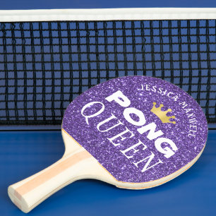 PING PONG QUEEN Personlig Lila Glitter Pingisracket