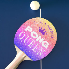 PING PONG QUEEN Personlig Multi Färg Glitter Pingisracket