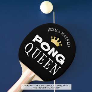 PING PONG QUEEN-Personlig, redigerbar svart Pingisracket