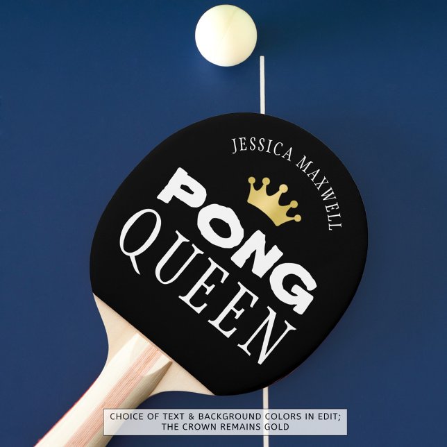 PING PONG QUEEN-Personlig, redigerbar svart Pingisracket (Skapare uppladdad)