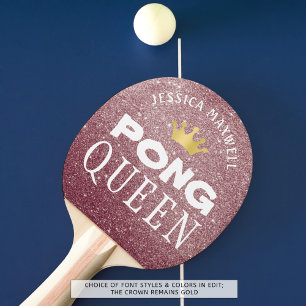 PING PONG QUEEN Personlig Ro Guld Glitter Pingisracket