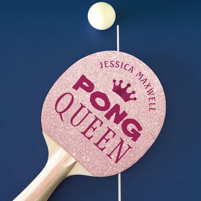 PING PONG QUEEN Personlig Rosa Glitter Pingisracket (Skapare uppladdad)