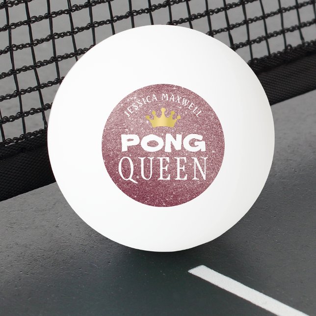 PING PONG QUEEN Ro Guld Glitter Namn Pingisboll (Skapare uppladdad)