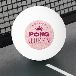 PING PONG QUEEN Rosa Glitter Namn Pingisboll