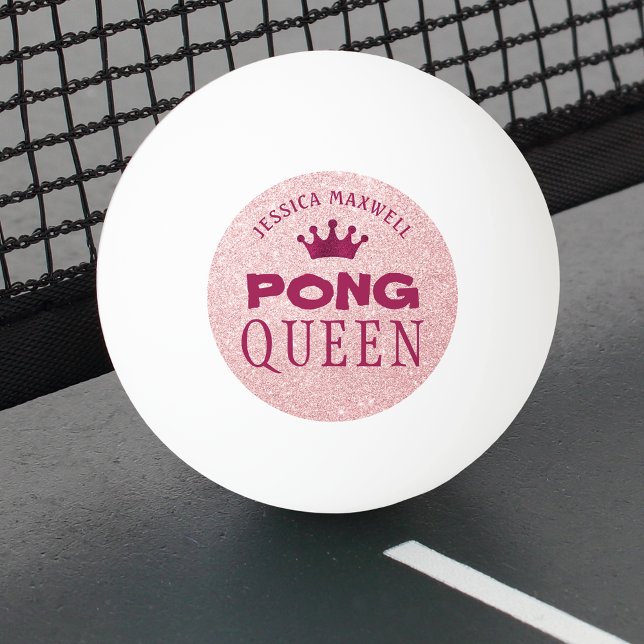 PING PONG QUEEN Rosa Glitter Namn Pingisboll (Skapare uppladdad)