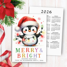 Pingguin 2026 Kalenderheder och ljus jul
