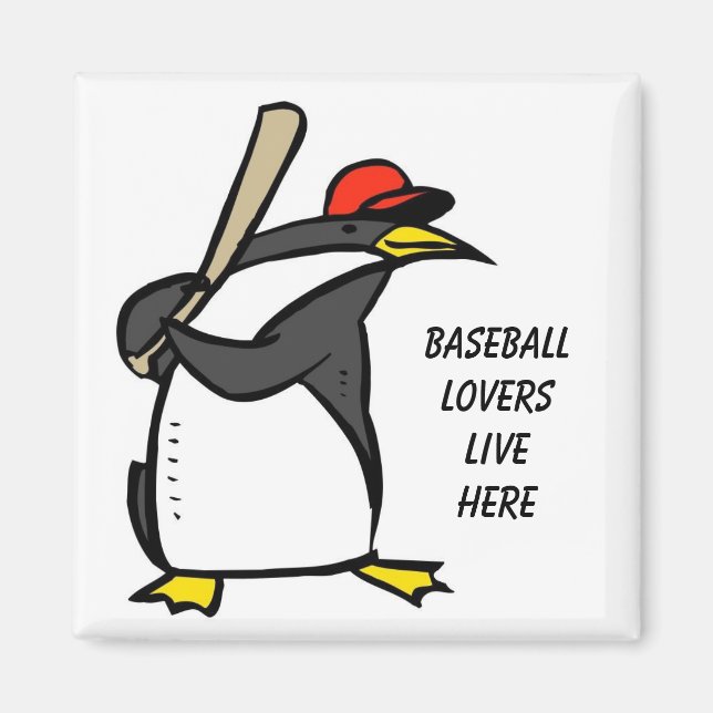 Pingguin baseball, Baseball-loverslive här Magnet (Framsidan)