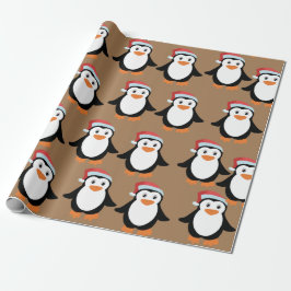 Pingguin party-julmas med hatt röd Helgdag-gåva Presentpapper