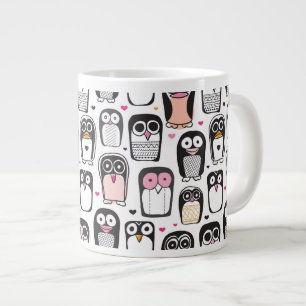 Pingguinfågelillustration, bakgrund jumbo mugg