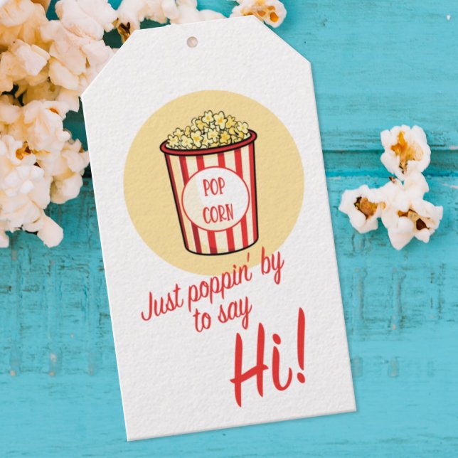 Pingin'by att säga Hi Popcorn. Presentetikett (Just poppin' by to say Hi pop by tag for business)