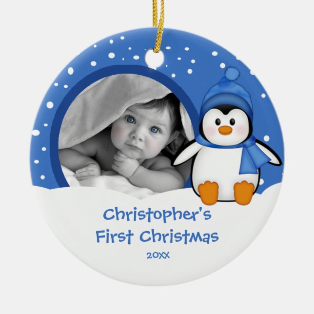 Pingis Babys Första Jul Bild Ornament (Framsidan)
