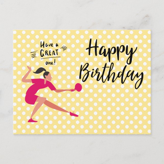 Pingis Bordtennis Födelsedagsflicka  Vykort (Framsida)