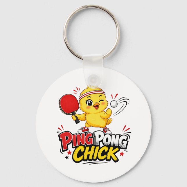 Pingis-Chick Söt Bordtennisdesign Nyckelring (Framsida)