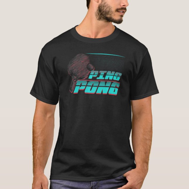 Pingis Grunge Spel Bollar Bord Tennis T Shirt (Framsida)
