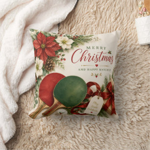 Pingisracket och boll med jultema kudde