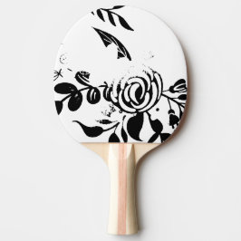 Pingisracket svart & vit bleknad blommig
