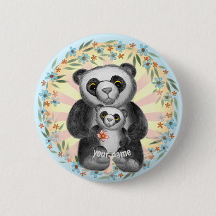 Pingknapp för Mamma Panda Bear Kärlek Knapp