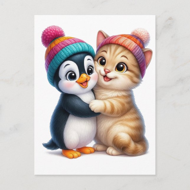 Pingouin Valentine roliga skrivbordsbilder 2026 Helg Vykort (Framsida)