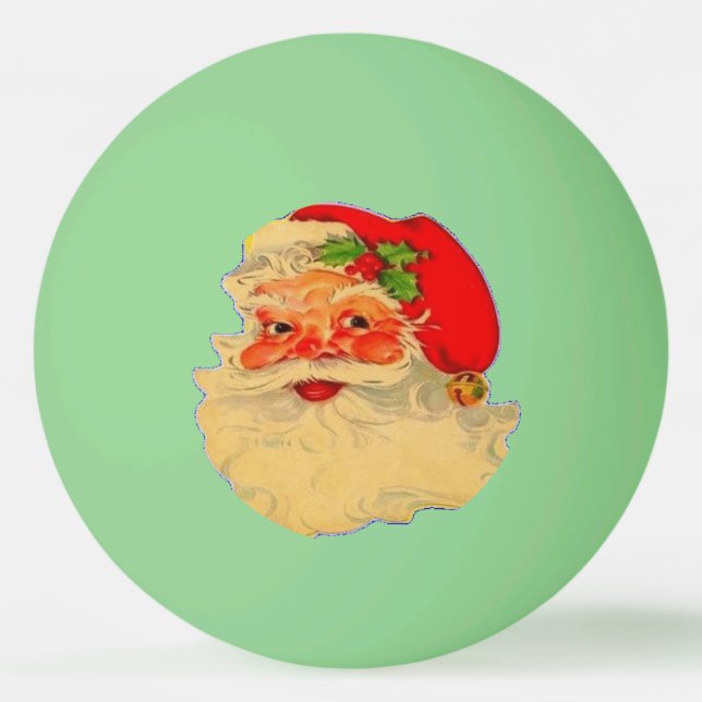 PingPong boll - Santa - glöd i mörken - grönt. (Framsidan)