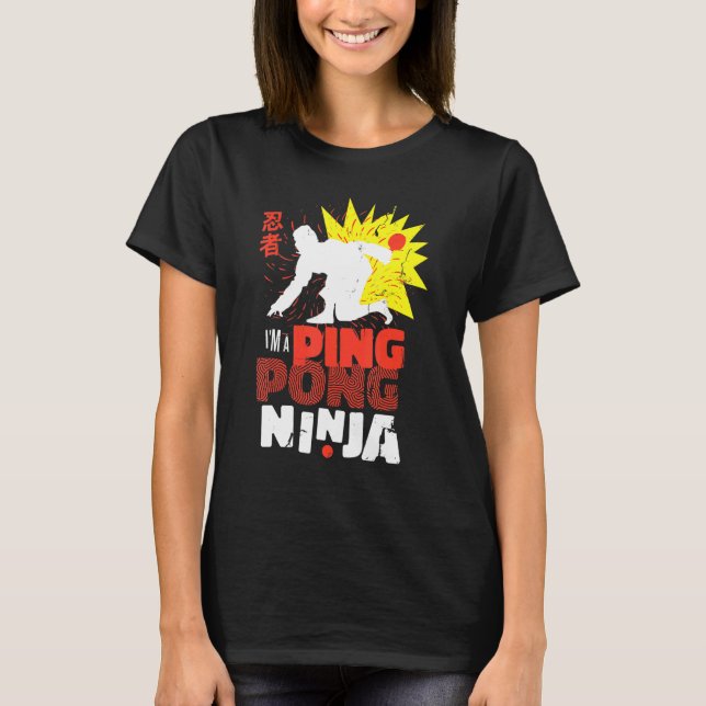 Pingpong Ninja-Bord Tennis T Shirt (Framsida)