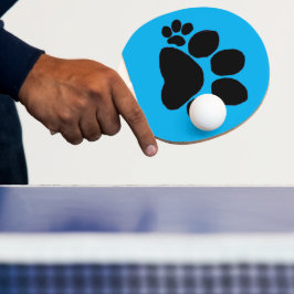 Pingpong Paddle - Höger Polydactyl Pawprint på Blu Pingisracket