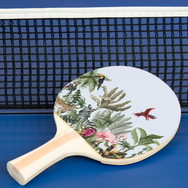 Pingpongpaddle med tropisk djungel-vilda djur pingisracket (Insitu)