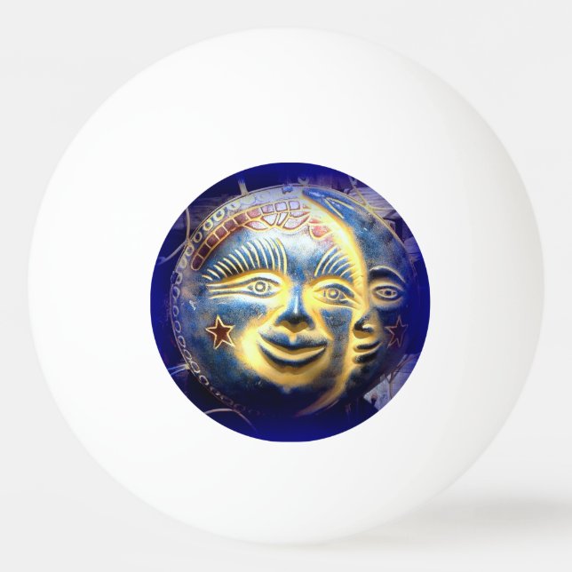 Pingpongpong boll i sol ansikte/måne ansikte (Baksidan)