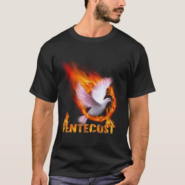 PingstdoveseldflammaHelig Andekatolsk T Shirt (Framsida)