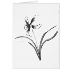Pingstlilja Sumi-e blomma Hälsningskort