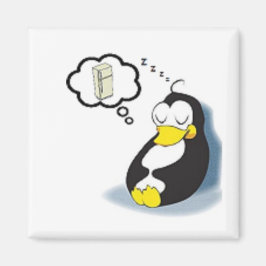 Pinguim sonhando com a geladeira magnet