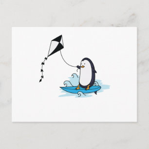 Pinguin beim Kite Surfing Vykort